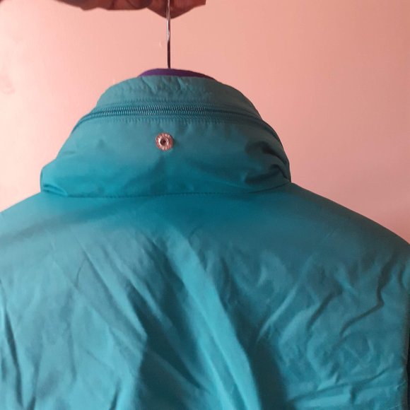 Torquoise Blue/Purple Winter Windbreaker jacket  removable Fleece Liner, hood M - Picture 5 of 8